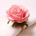 Valentine's Day Decoration Simulation Flower Napkin Ring Hotel Wedding Party Ornament Napkin Holder Napkin Circle Buckle Oasis Select Pink-10.5x6.5cm