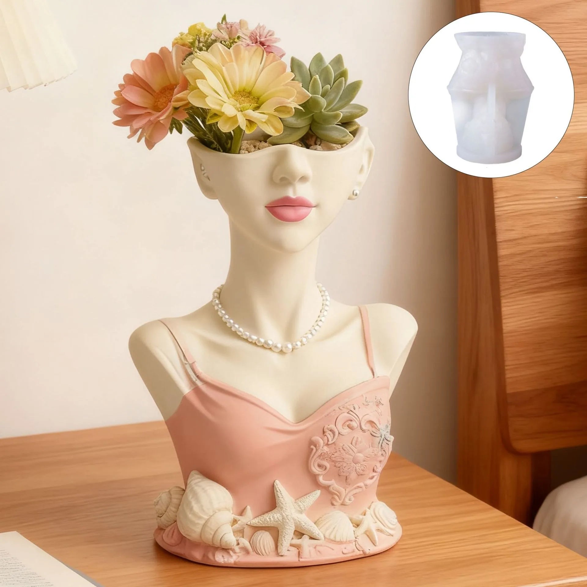 Girl Aromatherapy Gypsum Cup Mold DIY Drip Storage Cup Flowerpot Ornament Silicone Mold Oasis Select