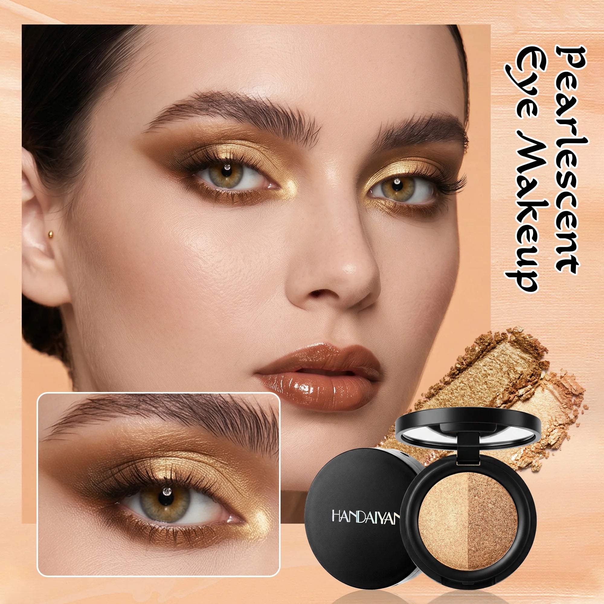 Shimmer Duo Eyeshadow Palette – Pearlescent Glitter 2-Shade Compact