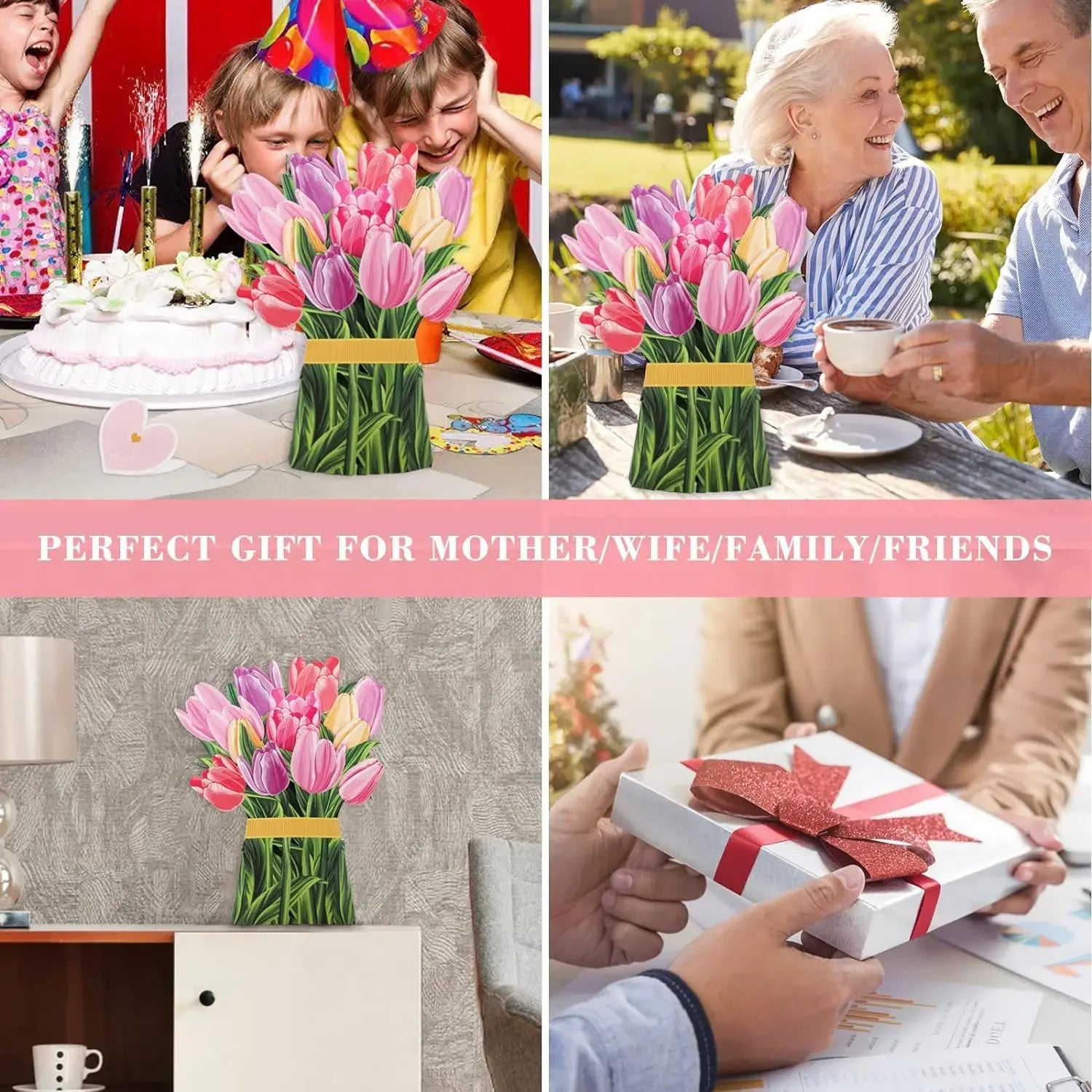 1/3/5/10PCS Paper Flower Bouquet Card 3D Pops-up Bouquet Forever Paper Hand Bouquet Valentine's Day Gift Mother's Day Cards Oasis Select