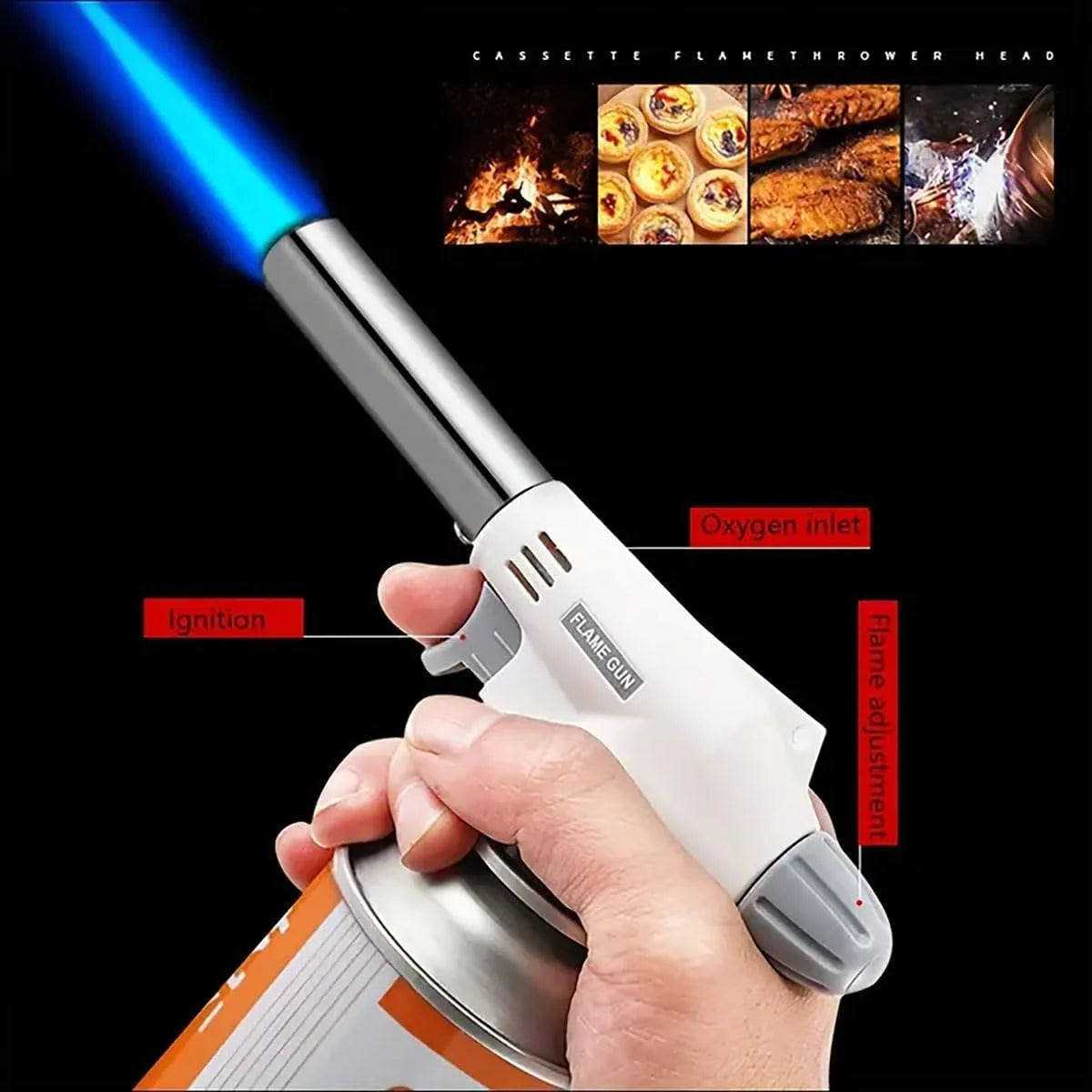 Outdoor Butane Burner Flame Gas Torch for Camping Barbecue Baking Metal Welding Heater Lighter Flame Gun for Cooking Oasis Select 1PC