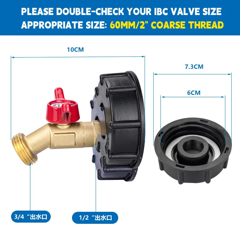 IBC Tote Tank Adapter Male Thread Drain Hose Connector Faucet Tap Valve Fitting Part Tank Faucet Adapter Oasis Select