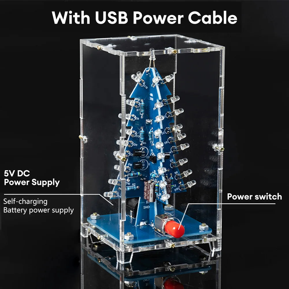 Three-Dimensional 3D Christmas Tree LED DIY Kit Colorful LED Flash Circuit Kit Electronic Fun Suite Oasis Select