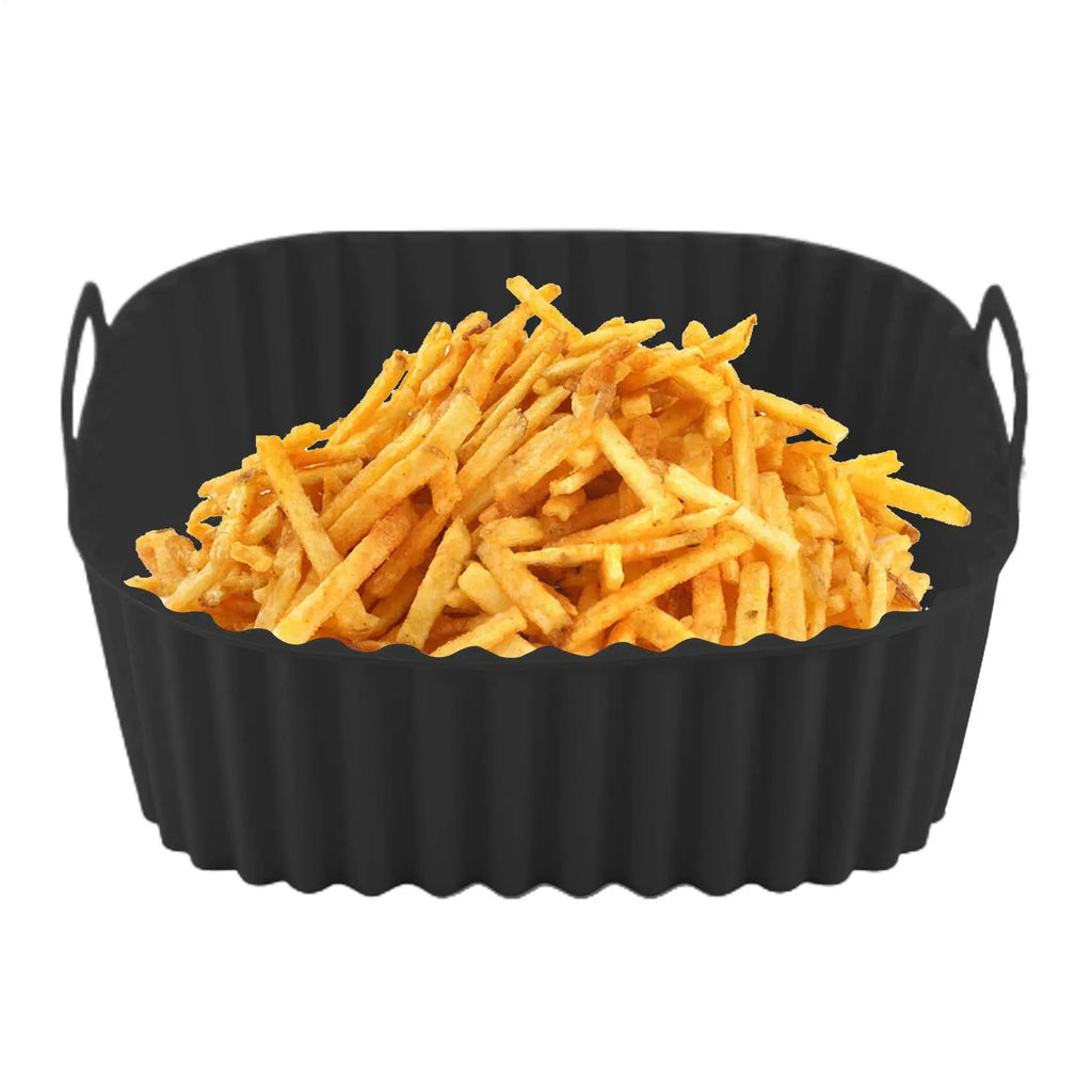 Silicone Air Fryer Pot Tray Food Safe Reusable Square BBQ Barbecue Pad Plate Airfryer Oven Baking Mold Basket Pan for Kitchen Oasis Select