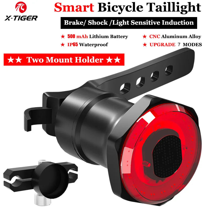 X-TIGER Smart Bicycle Tail Light Waterproof LED Sensor Brake Light Super Bright Cycling Safety Warning Light Oasis Select WD-0203