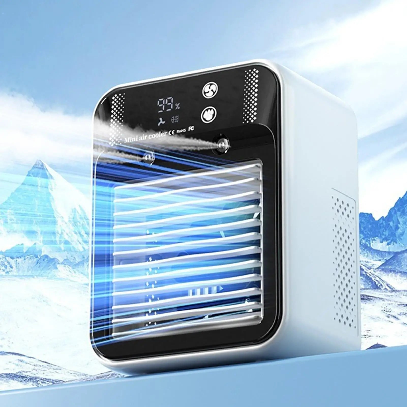 Air Cooler 2-Speeds Personal Cooling Mini Misting Ac 500ml Water Tank Portable Air Conditioner for Home Office Outdoor Car Oasis Select