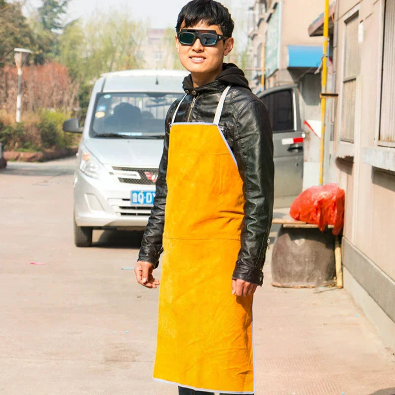Washable Wear-resistant Heat Insulation Cowhide Leather Welding Apron Soldering Protective Clothing Blacksmith Oasis Select