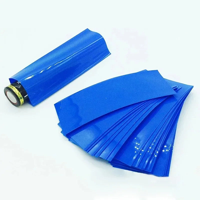 100Pcs Flat PVC Heat Shrink Tubing Battery Wrap For 18650 Lithium Battery Heat Shrink Tube Assorted Kit Self-Adhesive Insulator Oasis Select 100Pcs Blue