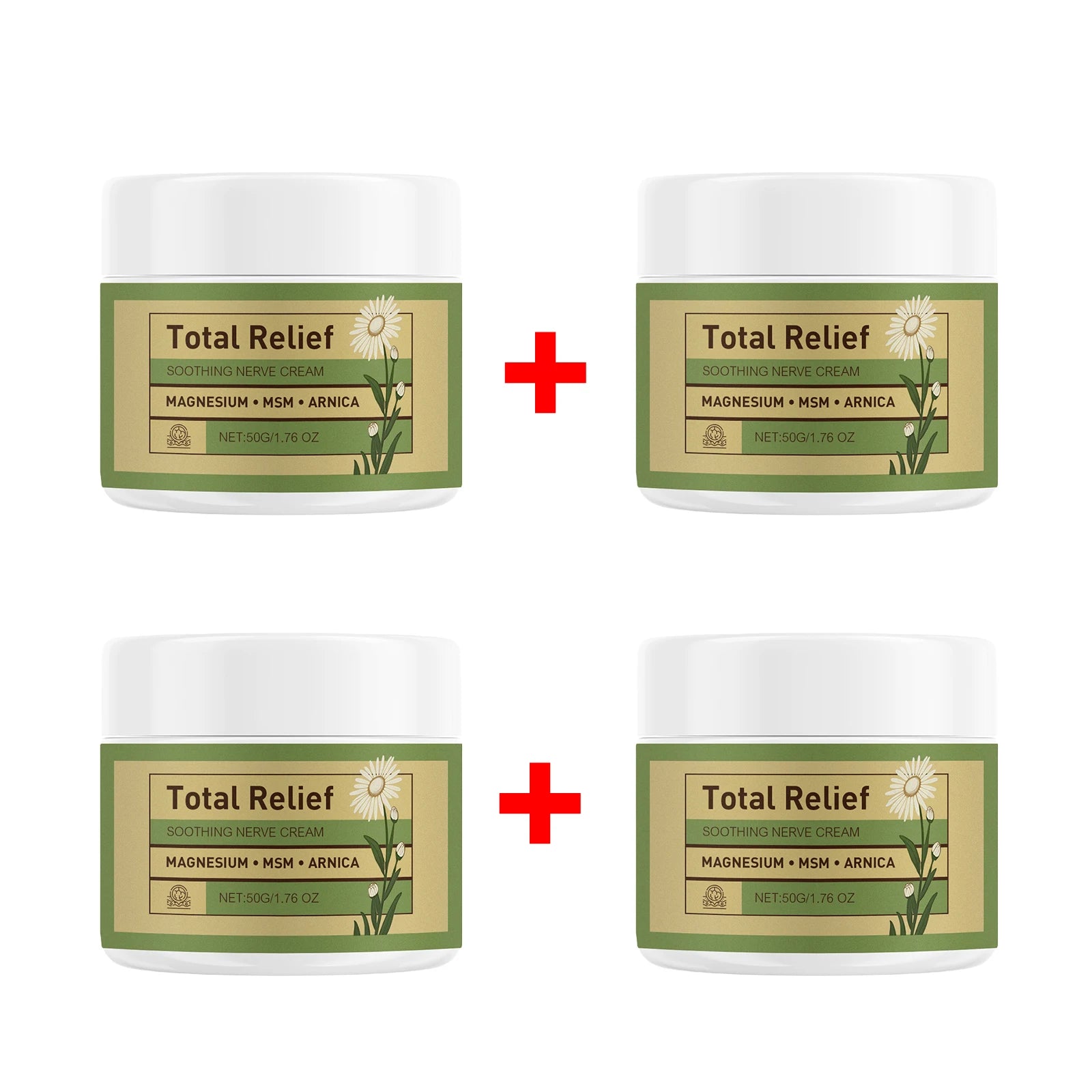 Magnesium Soothing Cream Nerves Relief Long-Lasting Hydration Prevent Drying Moisturizing Body Cream Oasis Select 4pcs