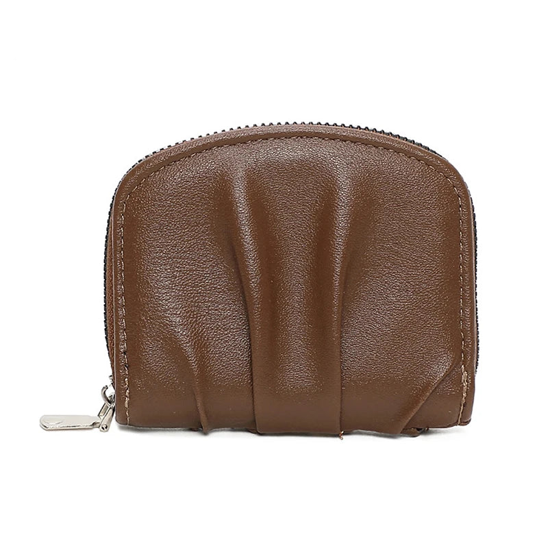 Mini Ruched Coin Purse – Compact PU Zipper Wallet