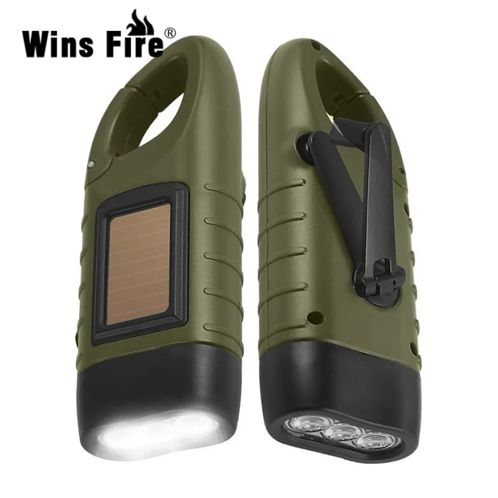 LED Hand Crank Solar Rechargeable Flashlight | Survival Torch