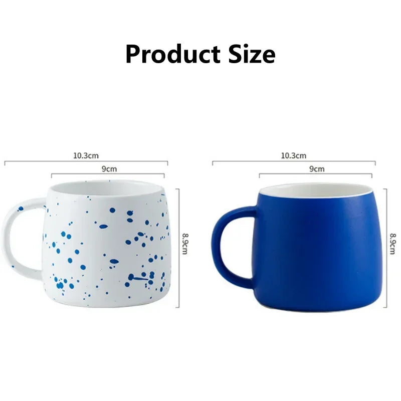 500ml Ceramic Coffee Mug with Spoon Gift Package Klein Blue Splash Ink Porcelain Mug Breakfast Oatmeal Cup Festival Gift Oasis Select