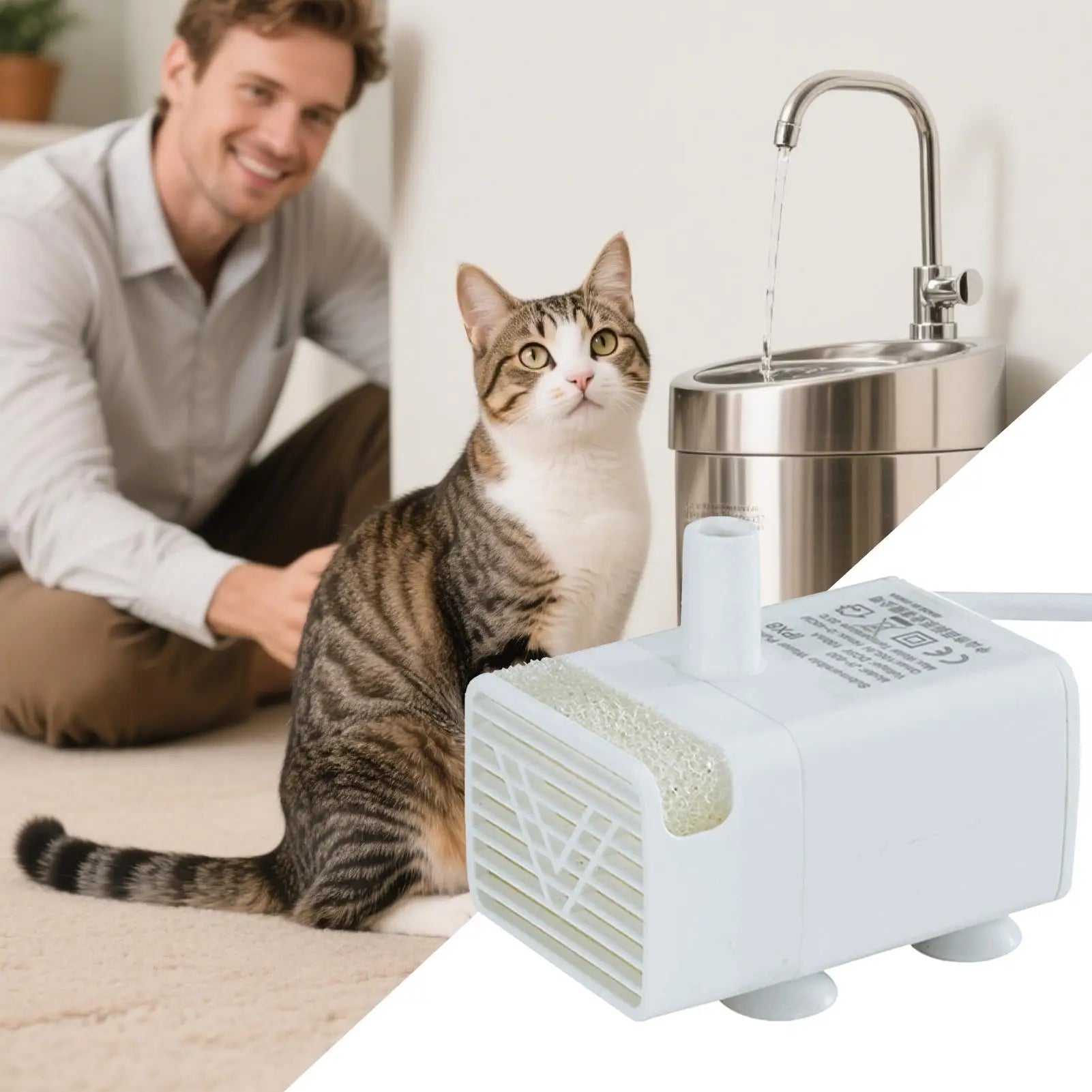 Cat Fountain Pump Cat Water Fountain Pump Replacement Quiet Feeding Supplies for Drinking Dispenser Travel Indoor Home Apartment Oasis Select