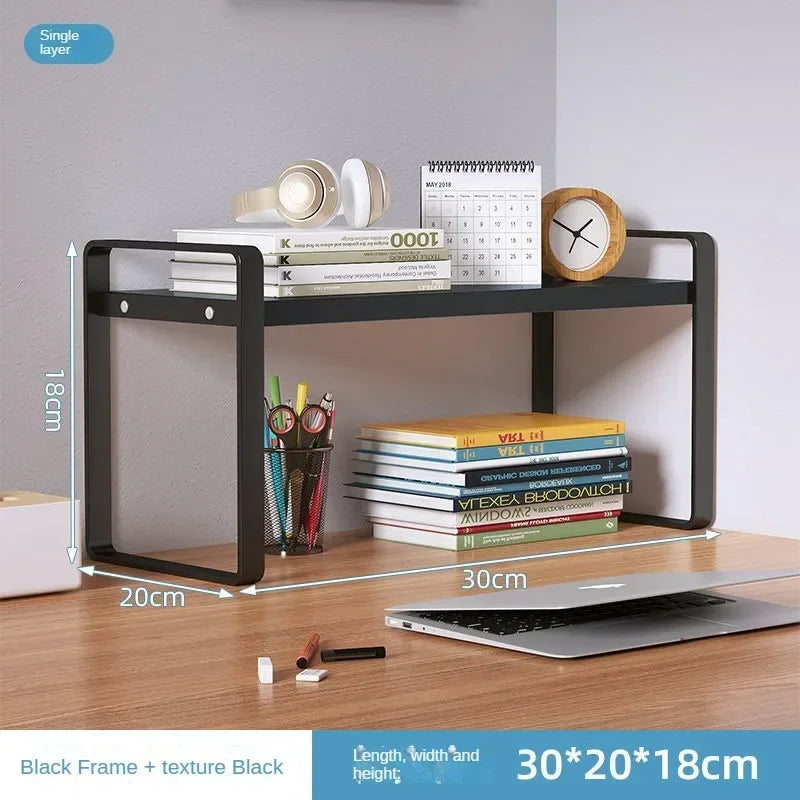 Desktop Wood & Iron Storage Shelf Desk Organizer Rack