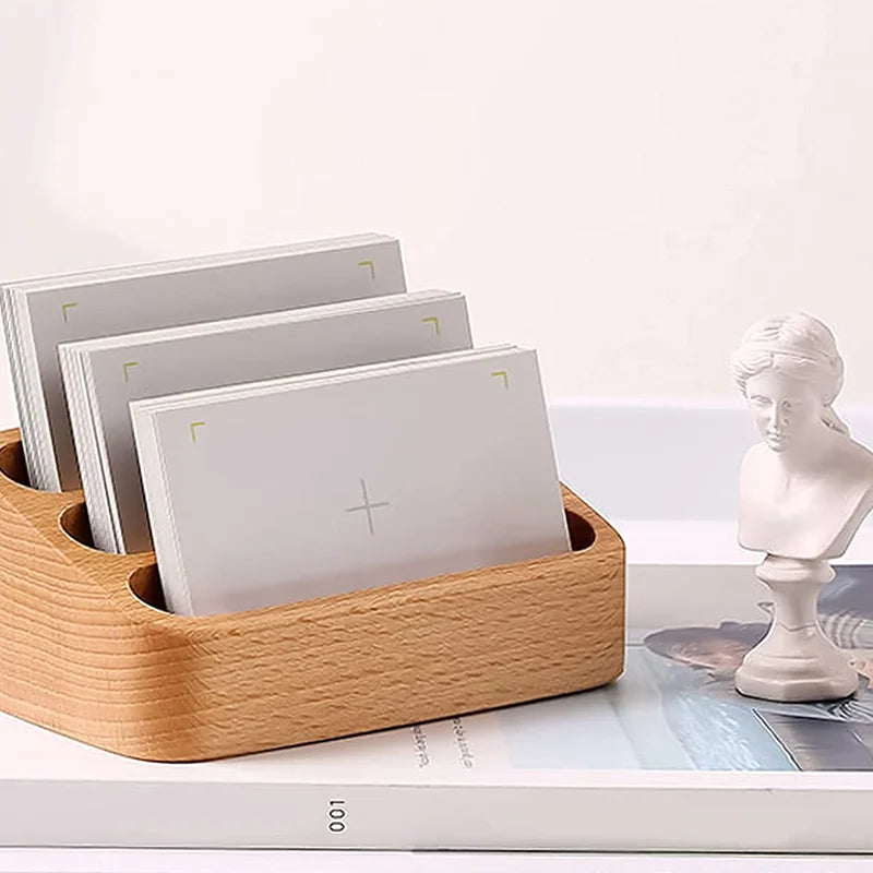 1pcs Wooden Business Card Box Creative Desktop Large Capacity Display and Storage Front Desk Business Card Holder Oasis Select