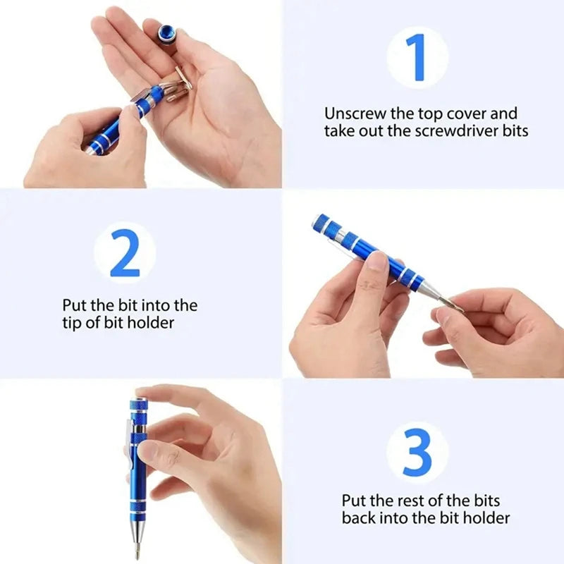 WISH 5Pcs Pen Screwdriver Set Aluminum Alloy Pen Type Hand Screw Screwdriver Oasis Select