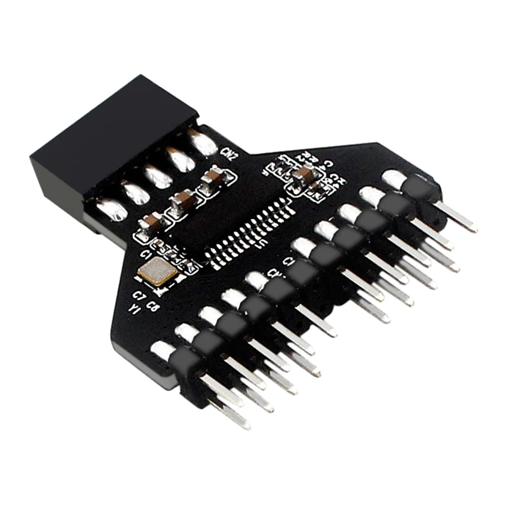 USB 2.0 9-Pin Header Splitter 1-to-2 with 19-Pin Adapter | VODOOL USB Header Adapter Oasis Select