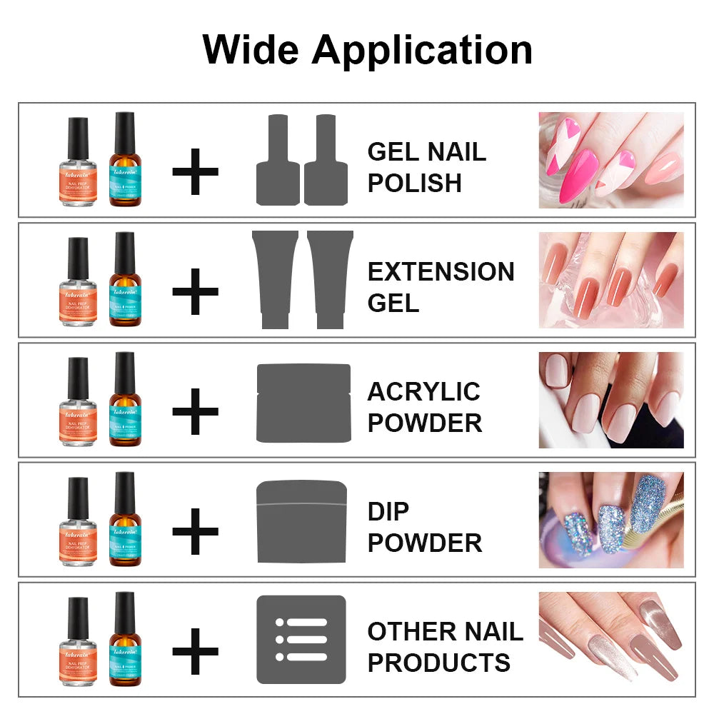 Nail Primer Fast Dry Prep Dehydrator Clean & Extend Nails 2 IN 1 Acid-free Formula Odorless Non-toxic Nail Art Essentials Set Oasis Select
