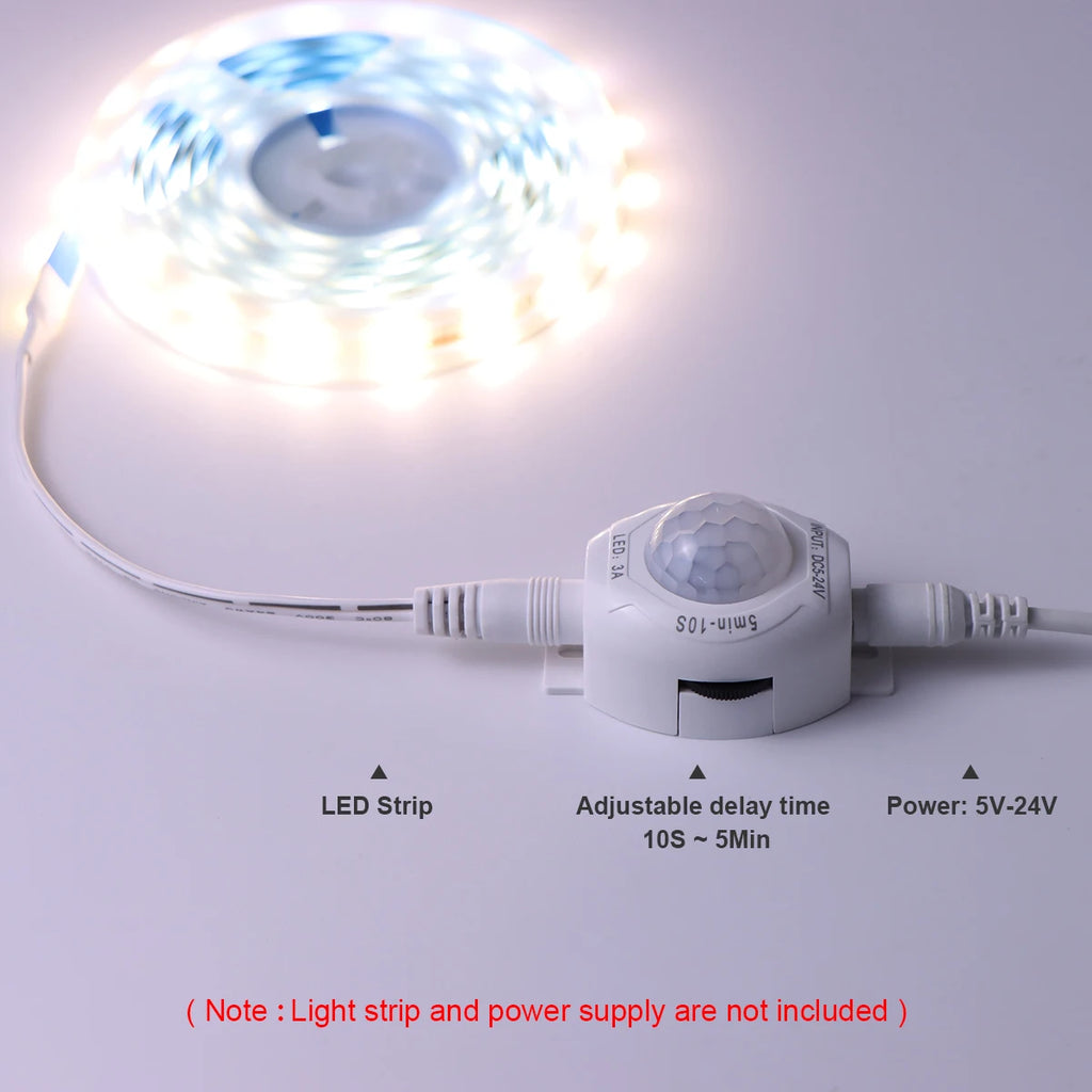 5-24V DC LED Strip Light Motion Sensor Switch LED PIR Infrared Detector Adjustable Timer Delay IR Infrared Induction Switch Oasis Select