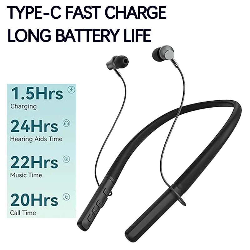 TIPSG Bluetooth Neckband Hearing Aid Amplifier – 24Hr Battery Hearing Aid Amplifier Oasis Select