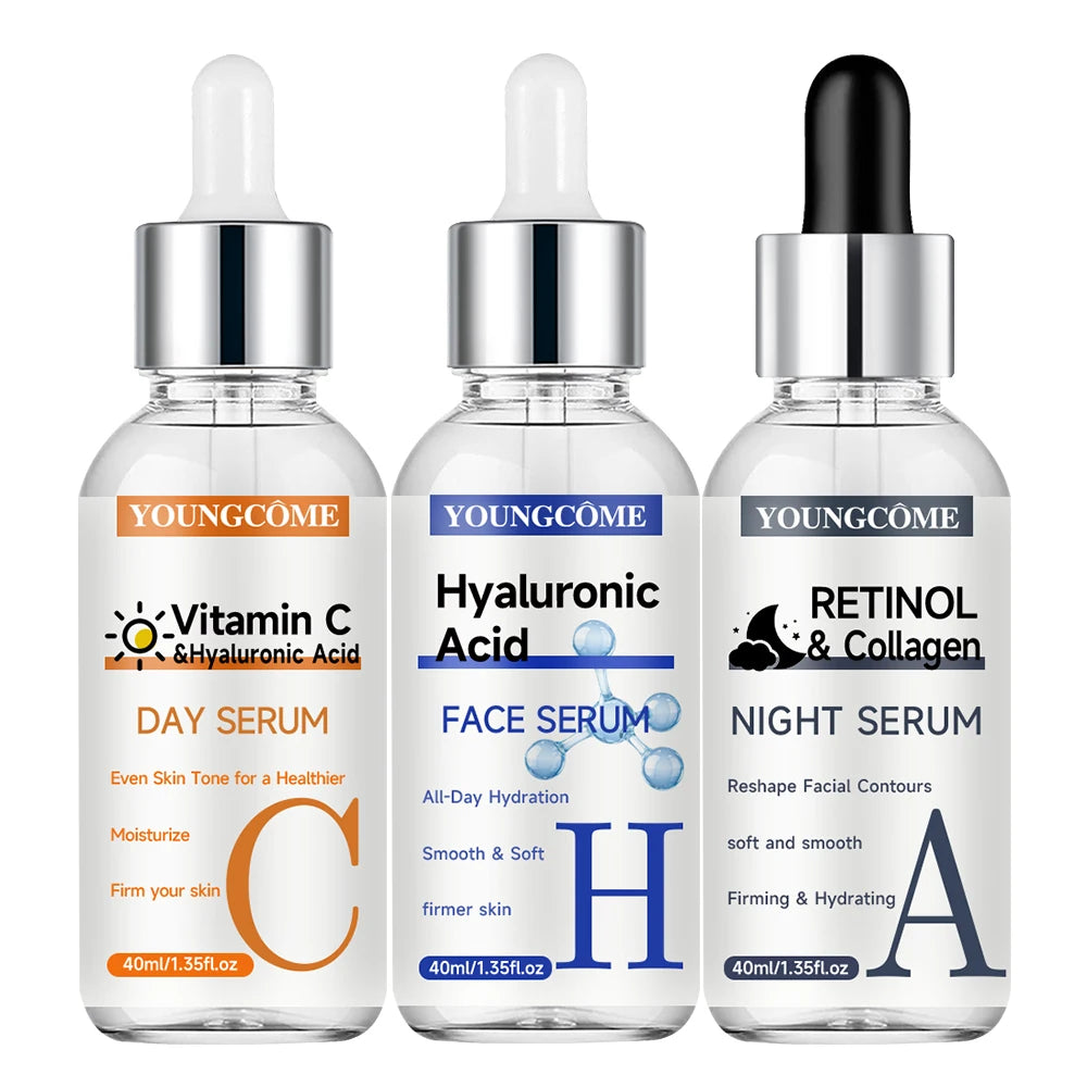 YOUNGCOME Vitamin C, Retinol & Hyaluronic Acid Serum Set Facial Serum Set Oasis Select 40ML 3PCS