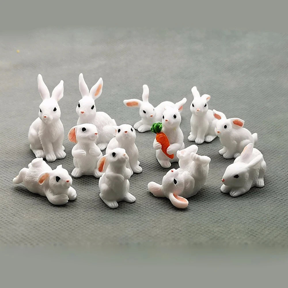 Fairy Garden Micro Landscape Resin Bunny Statue Miniature Rabbit Figurine Dollhouse Ornament White Hare Mini Animal Oasis Select