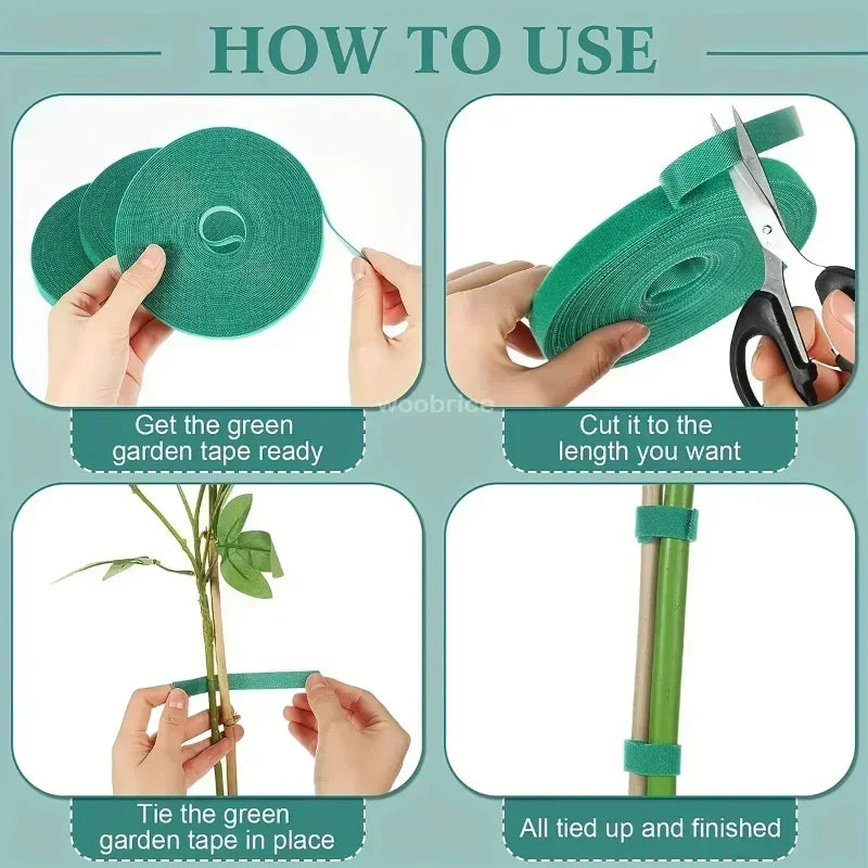Self Adhesive Nylon Plant Ties Garden Twine Plant Bandage Hook Loop Vine Wrap Support Tape Garden Fastening Strips Cable Tie Oasis Select