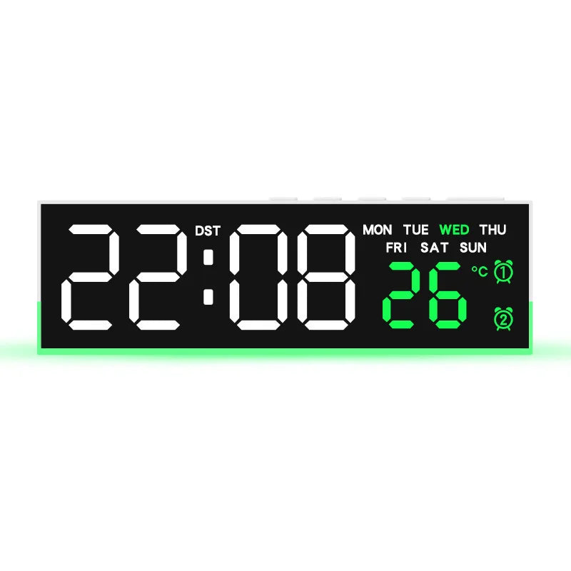LED Digital Alarm Clock – Dual Alarm, Temp & Ambient Light
