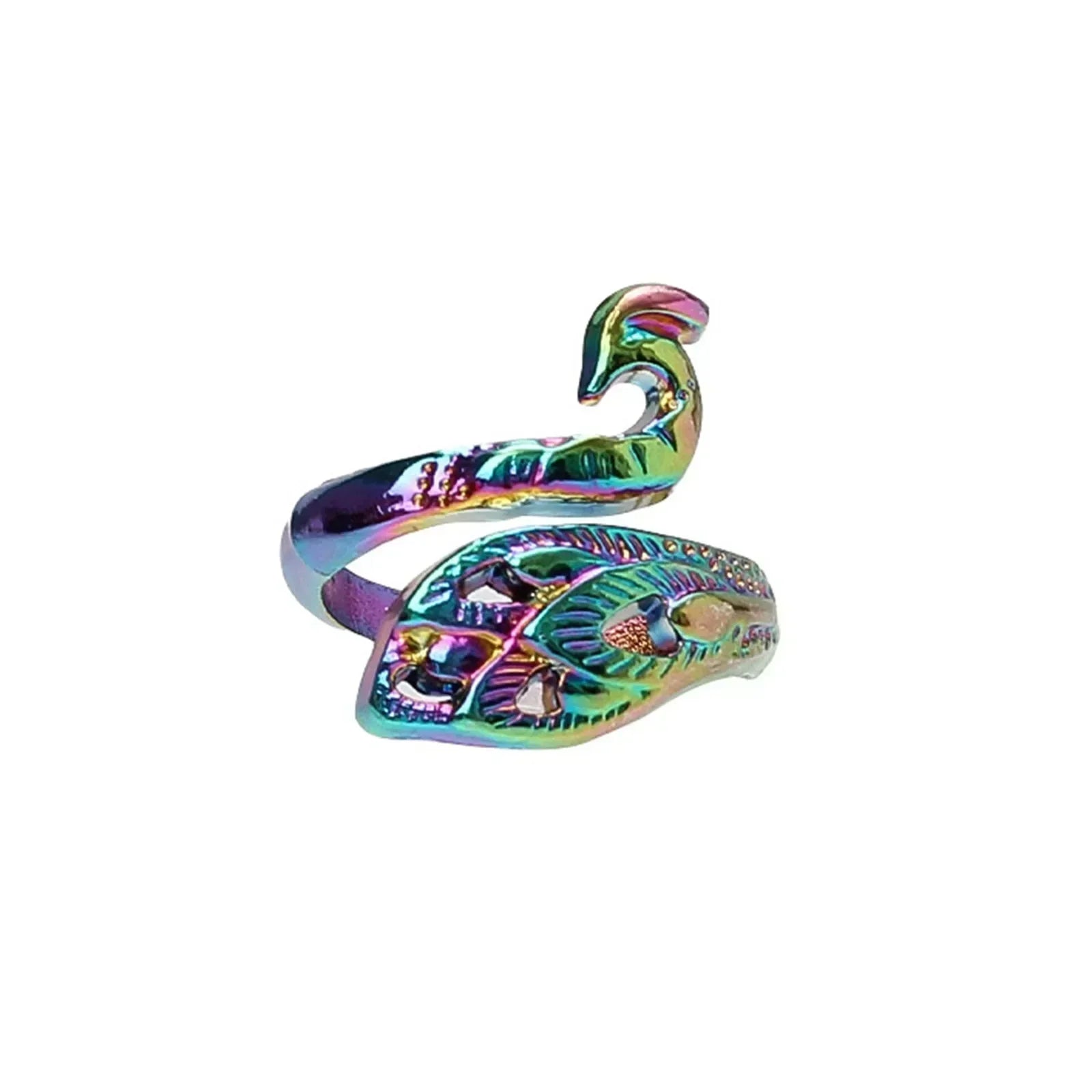 1 Piece Metal Knitting Tools Handamde Peacock Finger Ring Blade Needle Braiding Crochet Yarn Guide Accessories Ring Wool Crafts Oasis Select AB Color-2.1x2cm