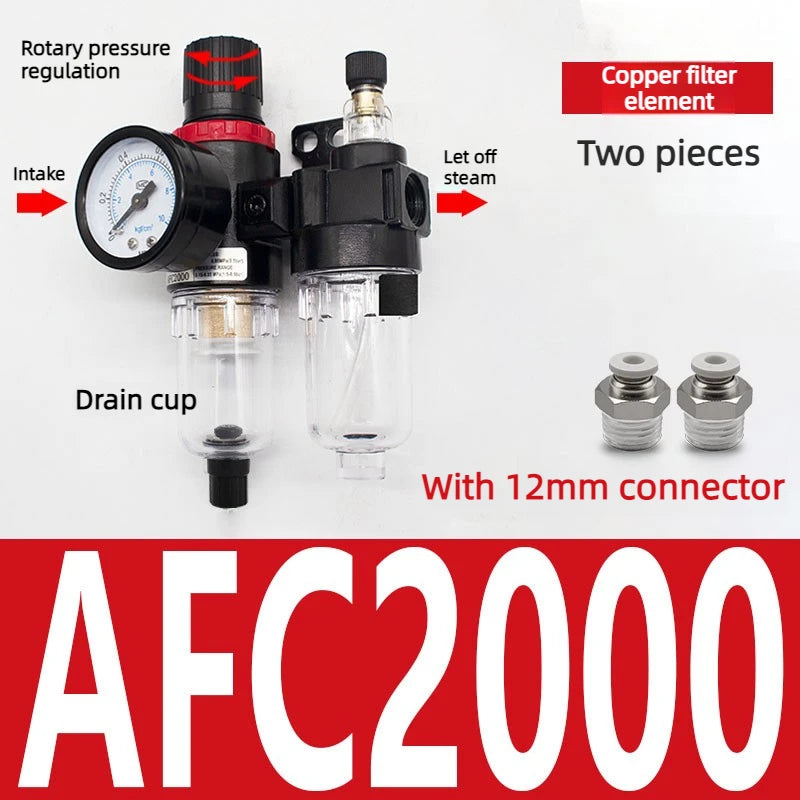 AFC2000G1/4 "air Compressor Oil-water Separator Air Source Processor Two-piece Air Filter for Pressure Reducing Valve Regulator Oasis Select B12mm tracheal joint AFC2000