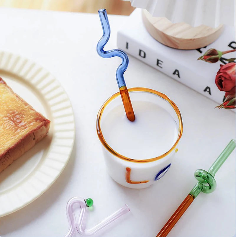 Knotted Colored Glass Straws Lightweight Smooth Edge Gift for Men Women and Kids Practical Stylish Versatile Suitable for Photos Oasis Select