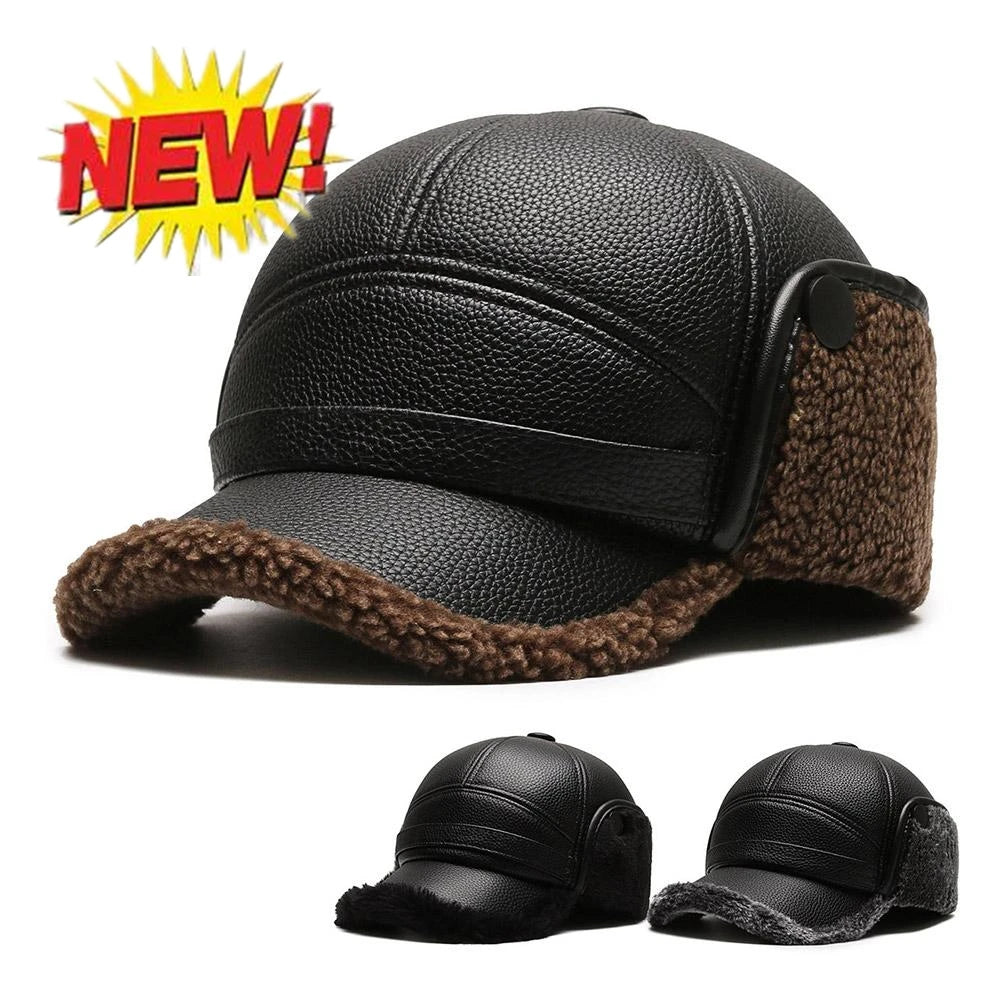 2025NEW Winter Warm Ear Protect Cap High Quality Men Outdoor Warm Faux Fur Bomber Hat Ear Warm Man Gift for Dad Grandpa Oasis Select