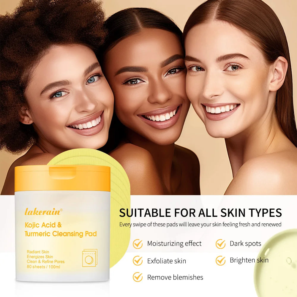 Turmeric & Kojic Acid Exfoliating Cleansing Pads – 80 Pack Exfoliating Cleansing Pads Oasis Select