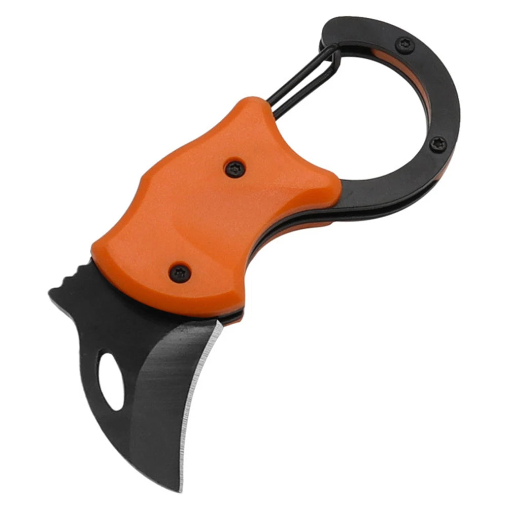 Mini Folding Cutter Carabiner Small Pocket Fox Self-Defense Folding Claw Knifes Carry Courier Keychain Open Box For Outdoor Tool Oasis Select ORANGE