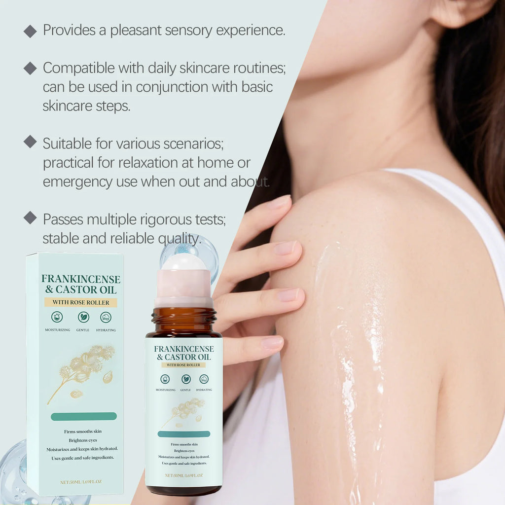 Frankincense Castor Oil Rollerball Soothing & Nourishing Roll-On Oil Improve Dryness Repair Portable Aromatherapy Body Skincare Oasis Select