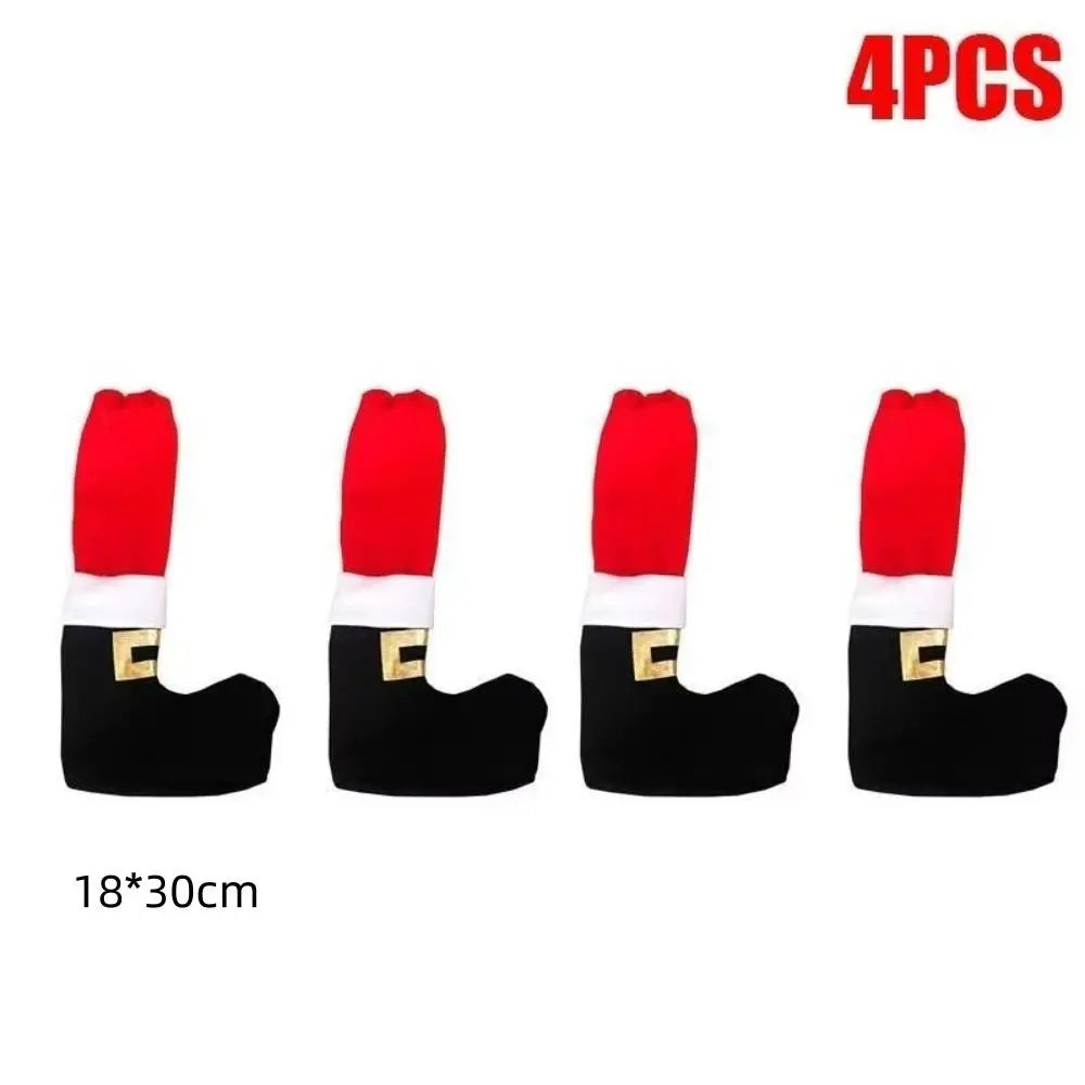4PCS Anti Slip Christmas Table Chair Leg Cover Santa Claus Boots Covers Happy New Year Furniture Leg Pad Merry Christmas Decors Oasis Select
