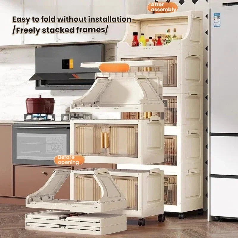 Home high-end appearance storage cabinet, bedroom bedside table, kitchen multi-level foldable storage rack Oasis Select