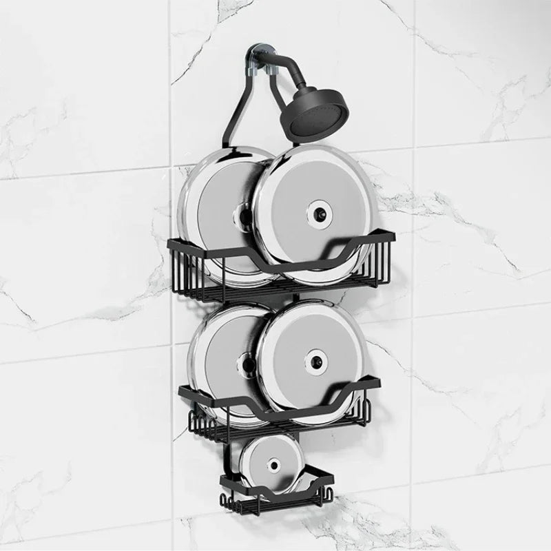 Wrought iron bathroom rack, rain head hanger, shampoo, shower gel rack, toilet storage. Oasis Select