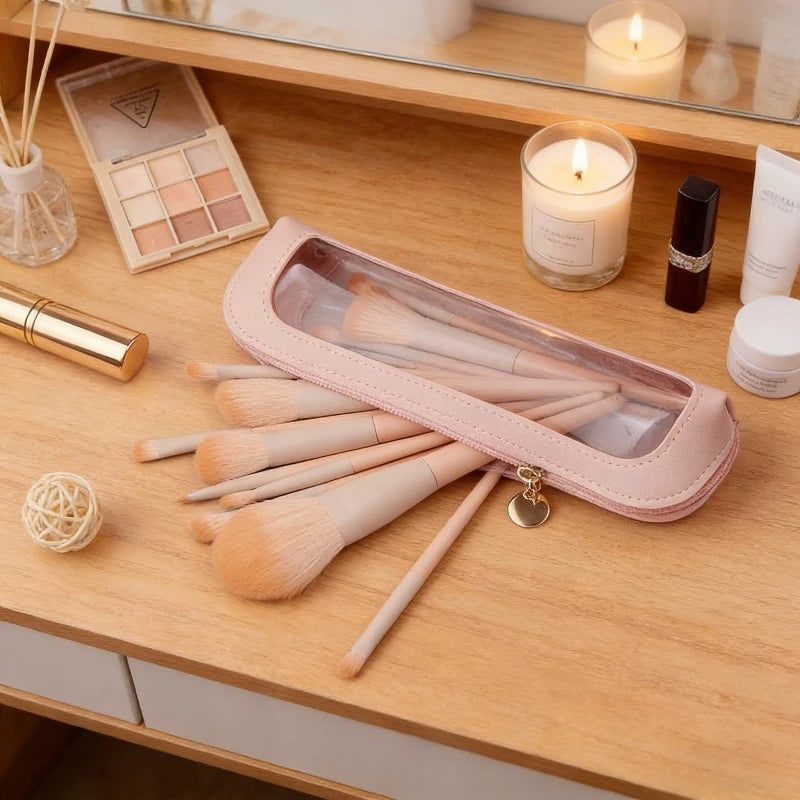 Transparent PVC Makeup Brush Storage Bag Portable Simplistic Large Capacity Eyebrow Pencil Eyeshadow Brush Bag with Window Oasis Select