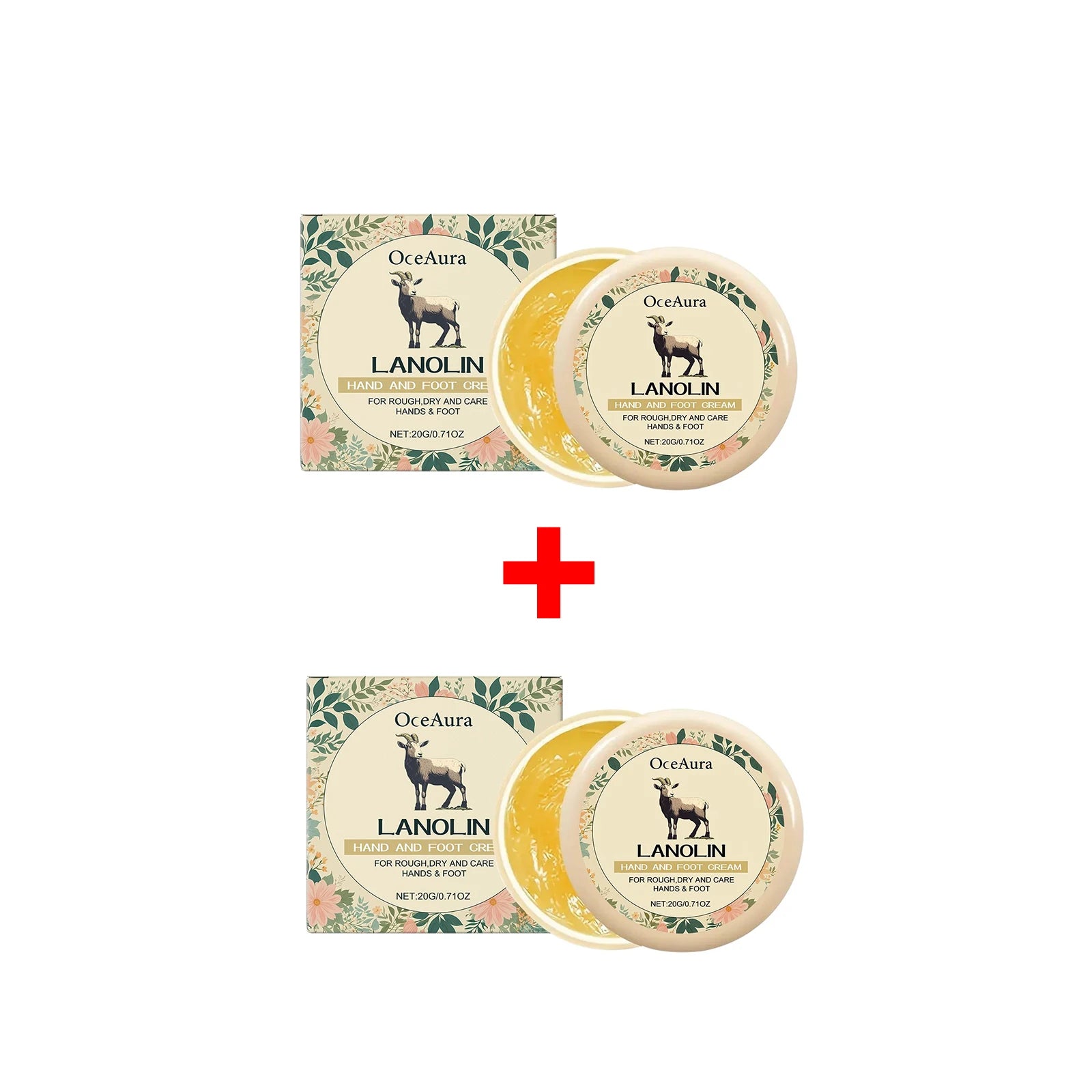 Lanolin Hand and Foot Moisturizing Cream for Dry Rough Skin Anti Cracked Improve Dry Peeling Skin Repair Barrier Skin Care 20g Oasis Select 2pcs