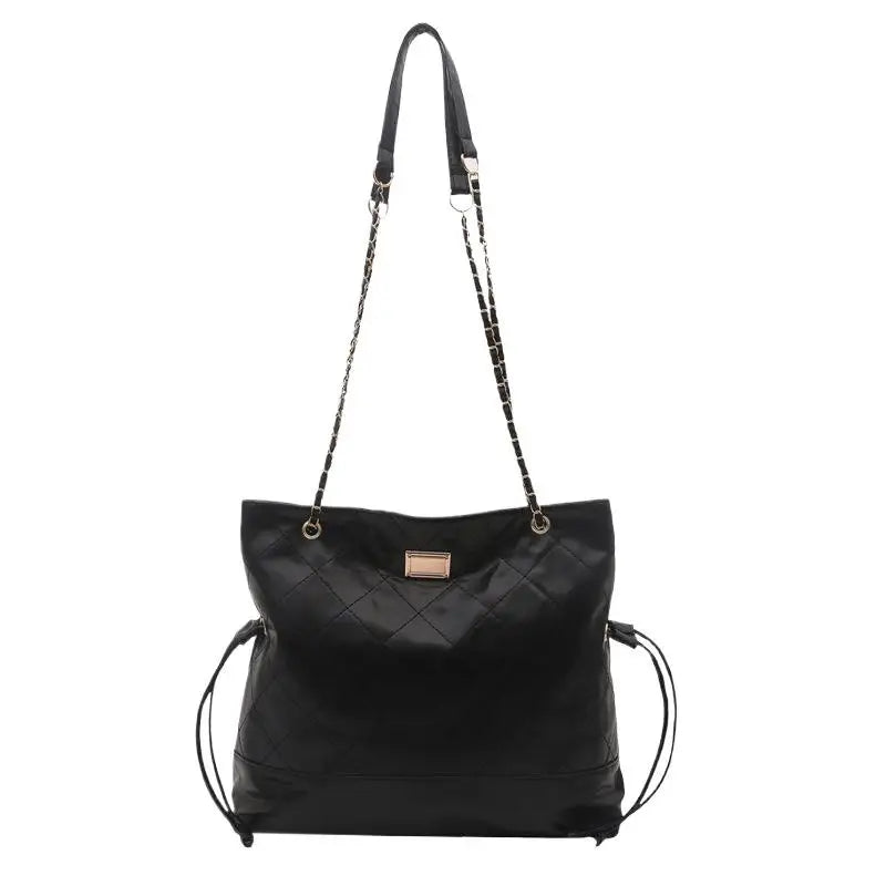 Large Quilted Chain Tote Bag – Velvet Shoulder Bag for Women