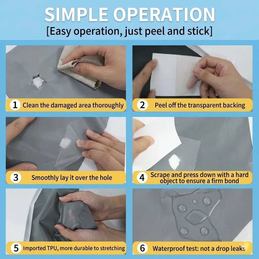 MIRAVEXL Transparent TPU Waterproof Repair Patch 10/20PCS Strong Adhesive Clear Tape forTent Inflatable Boat Raincoat Outdoor A Oasis Select
