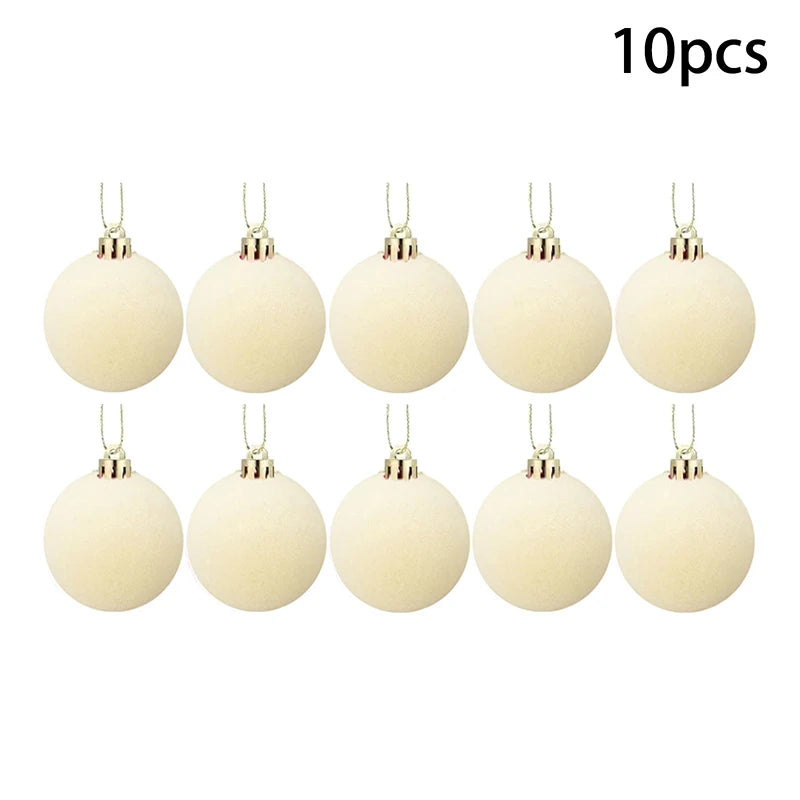 Velvet Christmas Ball Ornaments Red & White Xmas Tree Decor