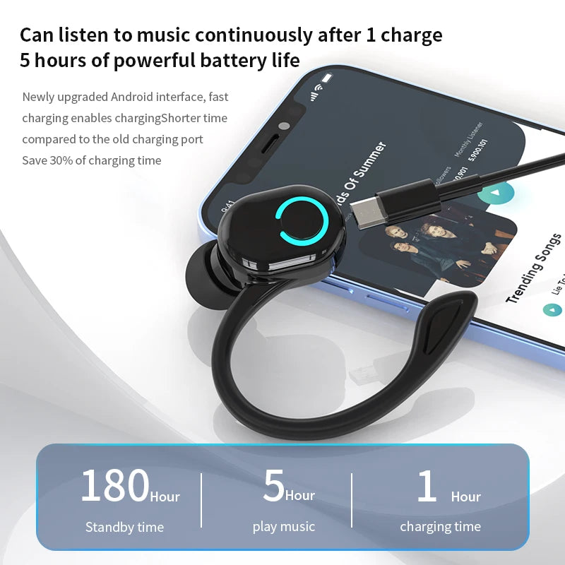 Wireless Bluetooth Earphones HIFI Bass With HD MIC Ear-Hook Earbuds Noise Cancelling Life Waterproof Game Sports Music Headsets Oasis Select