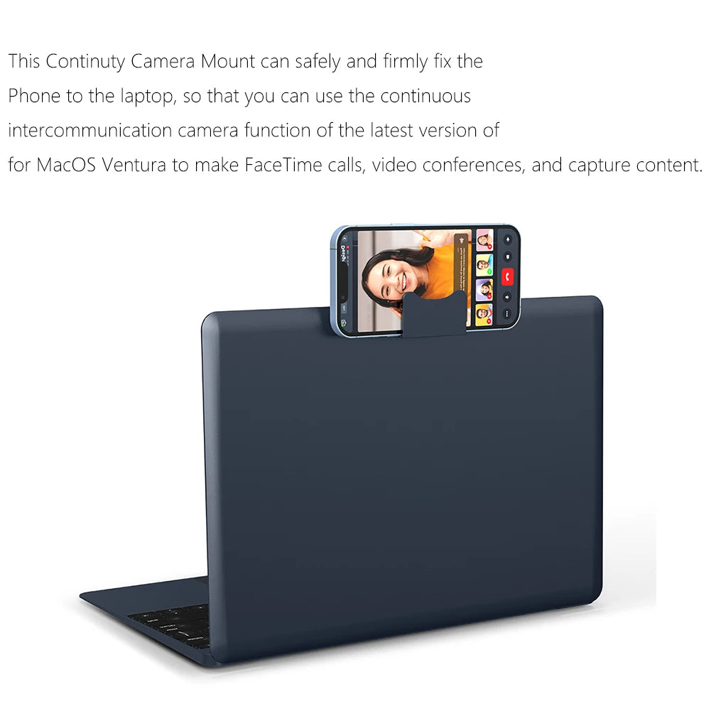 Anti Slip Phone Webcam Mount Stainless Steel Continuity Camera Support Desktop Removable Accessories for MacBook/iPhone 14 13 12 Oasis Select