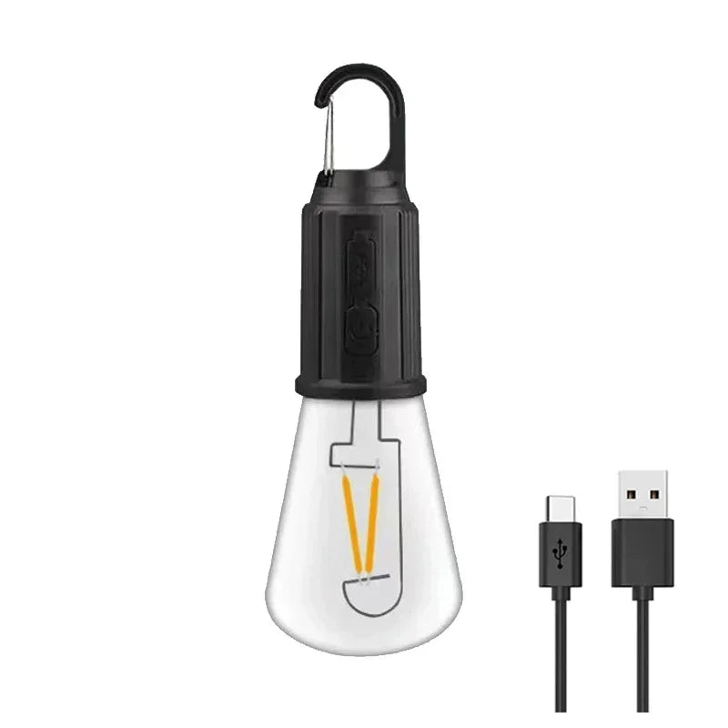 LED Solar Camping Lantern – USB Rechargeable Dimmable Bulb Hook