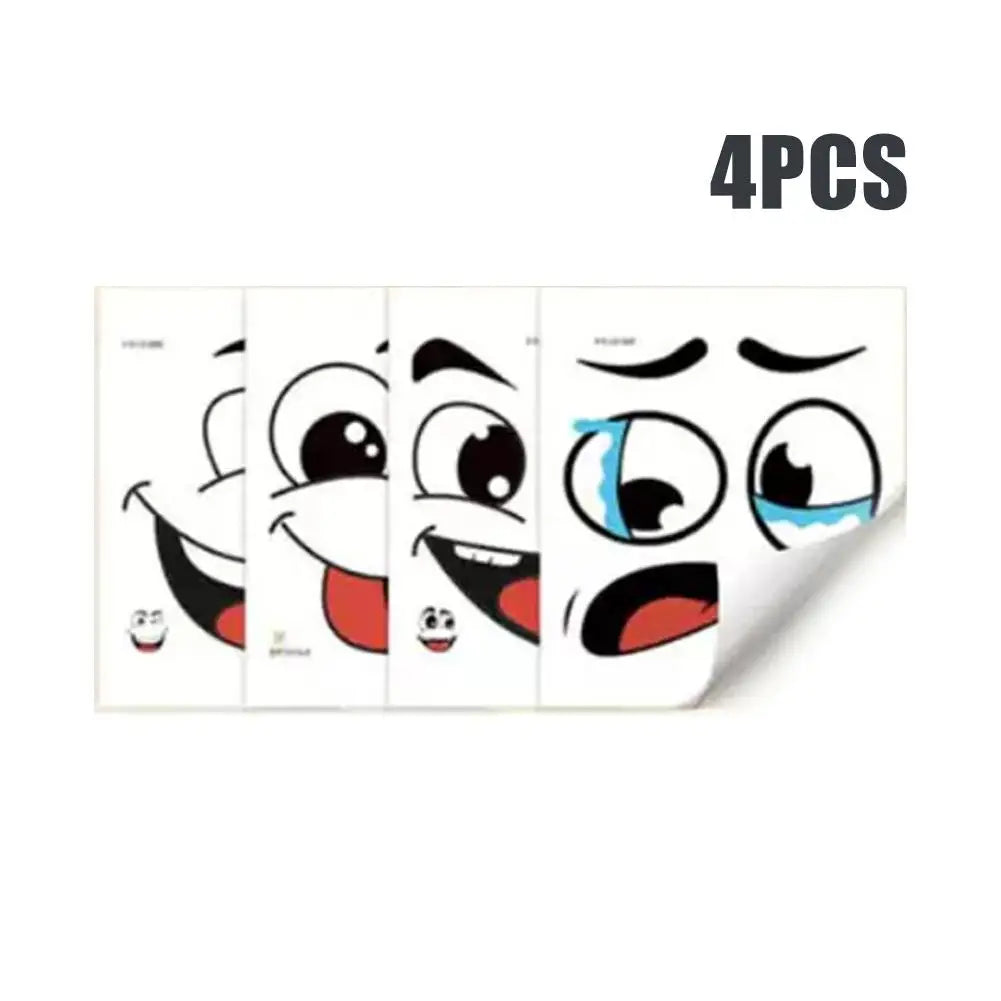 4pcs/Sheet Self-Adhesive Cartoon Expression Decals - Plastic Surface Compatible Waterproof Sticker for Home Kitchen Office Decor Oasis Select 4pcs