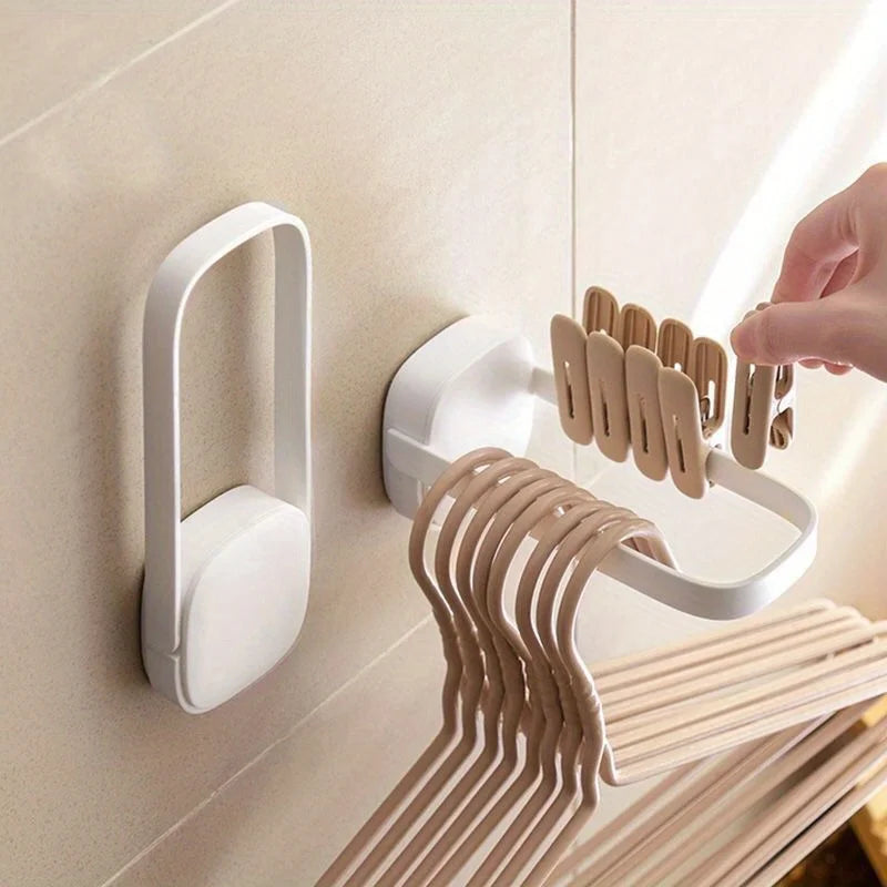2PCS Hanger Storage Rack Adjustable Finishing No Punching Wall-mounted Multi-functional Hanger Storage Rack Oasis Select