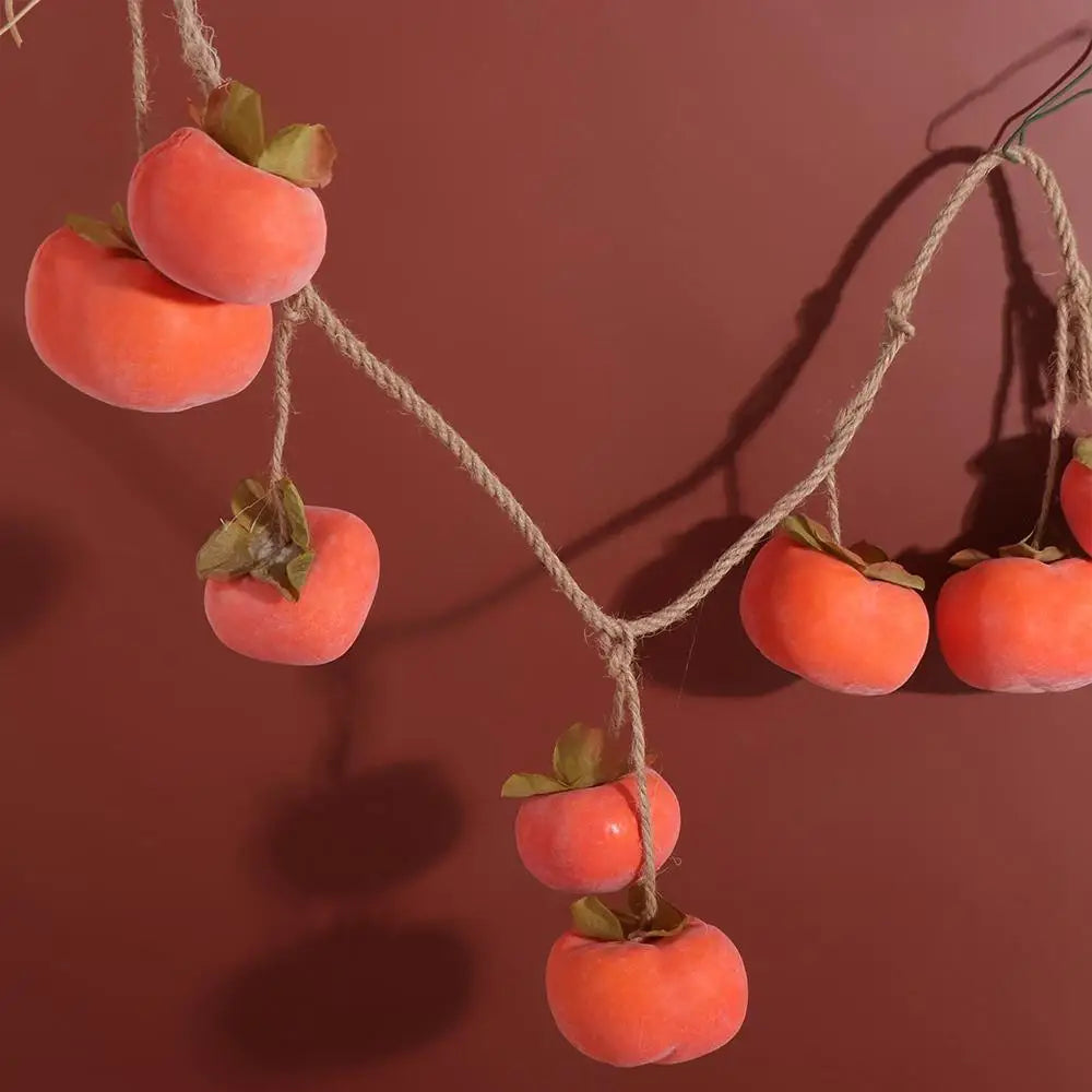 8 Fruit Simulation Persimmon Fruit 80cm Orange Artificial Persimmon Wall Hanging Plastic Persimmon Pendant Ceiling Decoration Oasis Select