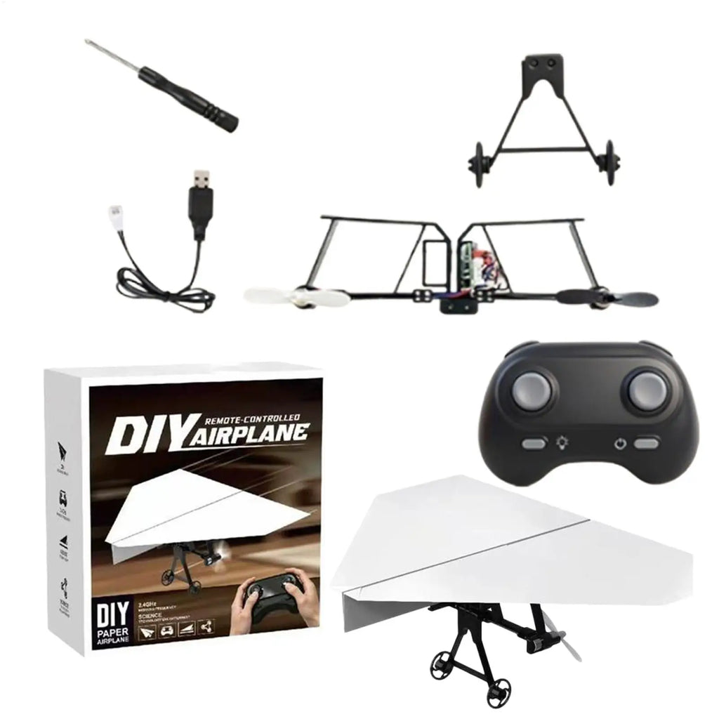 RC Paper Airplane Kit DIY Aircraft Toys Electric Remote Control Plane excluding paper airplane for Boys Girls Backyard Holiday Oasis Select